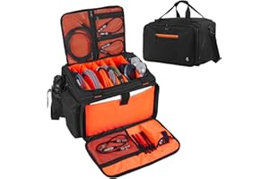 Timoxi DJ Bag with 6 Removable Dividers，DJ cable bag with heavy oxford cloth & Padded Shoulder Strap，Gig bag for Professional DJ Gear, Musical Instrument and Accessories