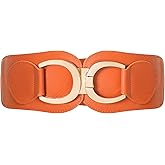 Clyralisa Women Stretchy Wide Belt Gold Buckle Elastic Vintage Waist Belts for Dresses Coats