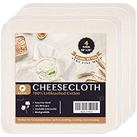 Precut Cheesecloth, 20 x 20'' 4 Pack, Grade 100, Ultra Fine for Straining & Cooking, 100% Combed Unbleached Cotton…