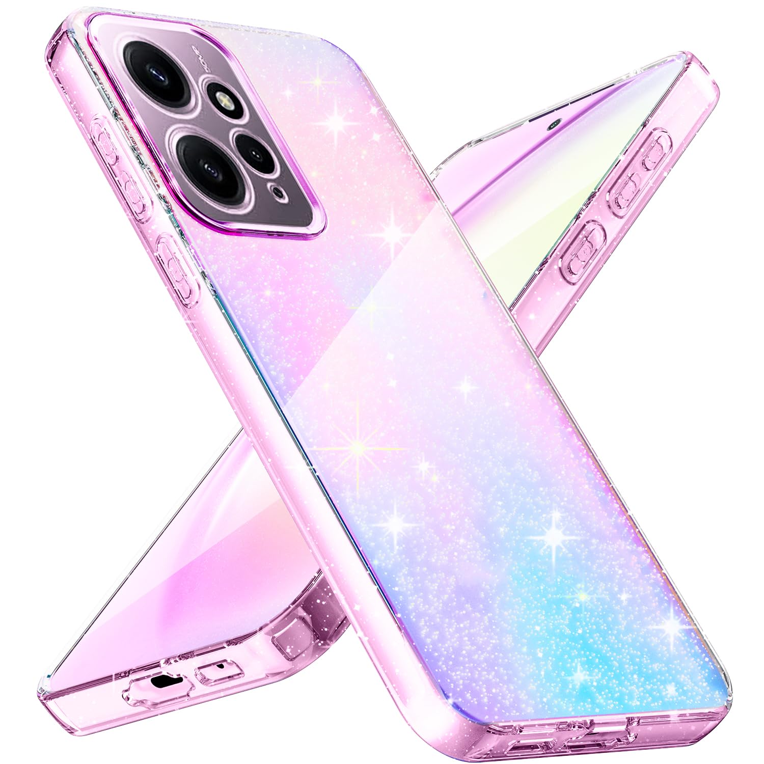 Eherui Glitter Case for Xiaomi Redmi 13C 4G / Poco C65, Transparent Mobile Phone Case Bling Soft TPU Silicone Shockproof Scratch-Resistant Protective Case for Women and Girls for Redmi 13C 4G,