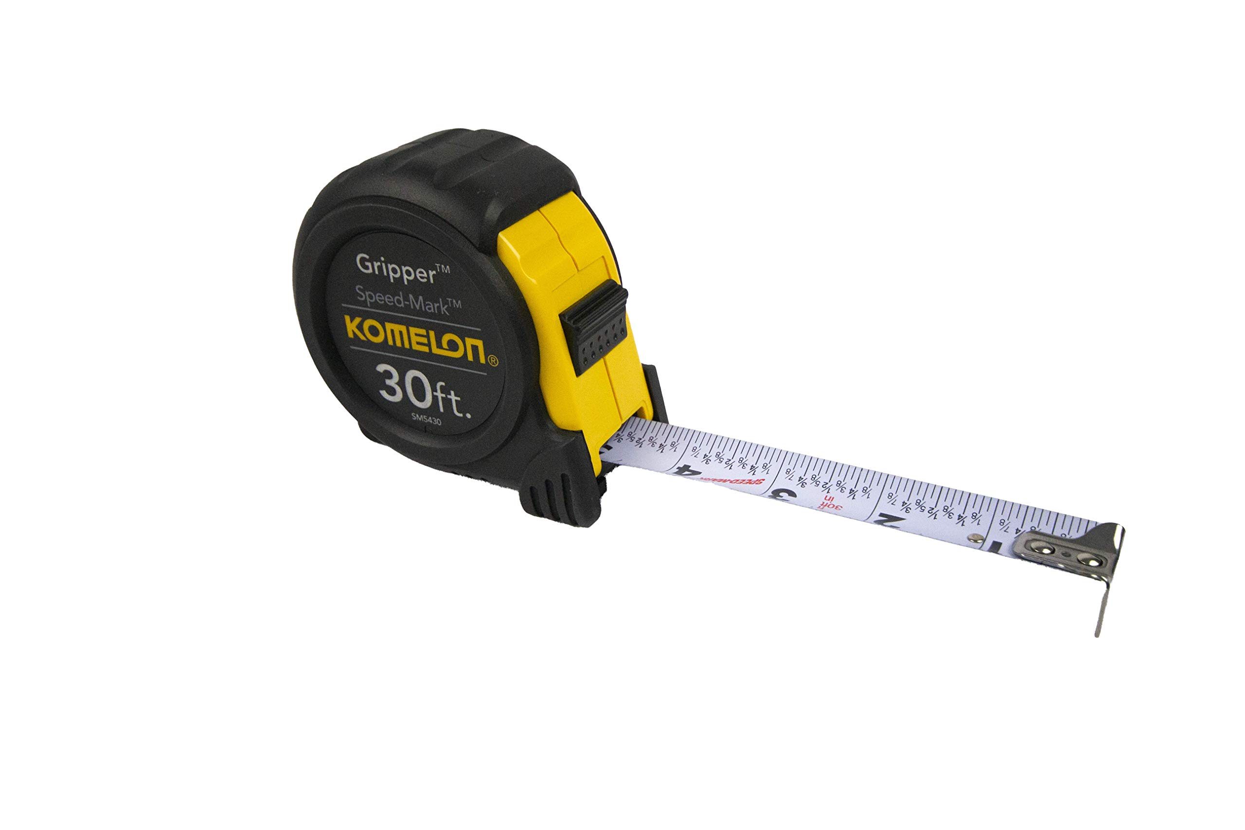 Komelon SM5430 Speed Mark Gripper Acrylic Coated Steel Blade Measuring Tape, 1-Inch X 30Ft, 30'