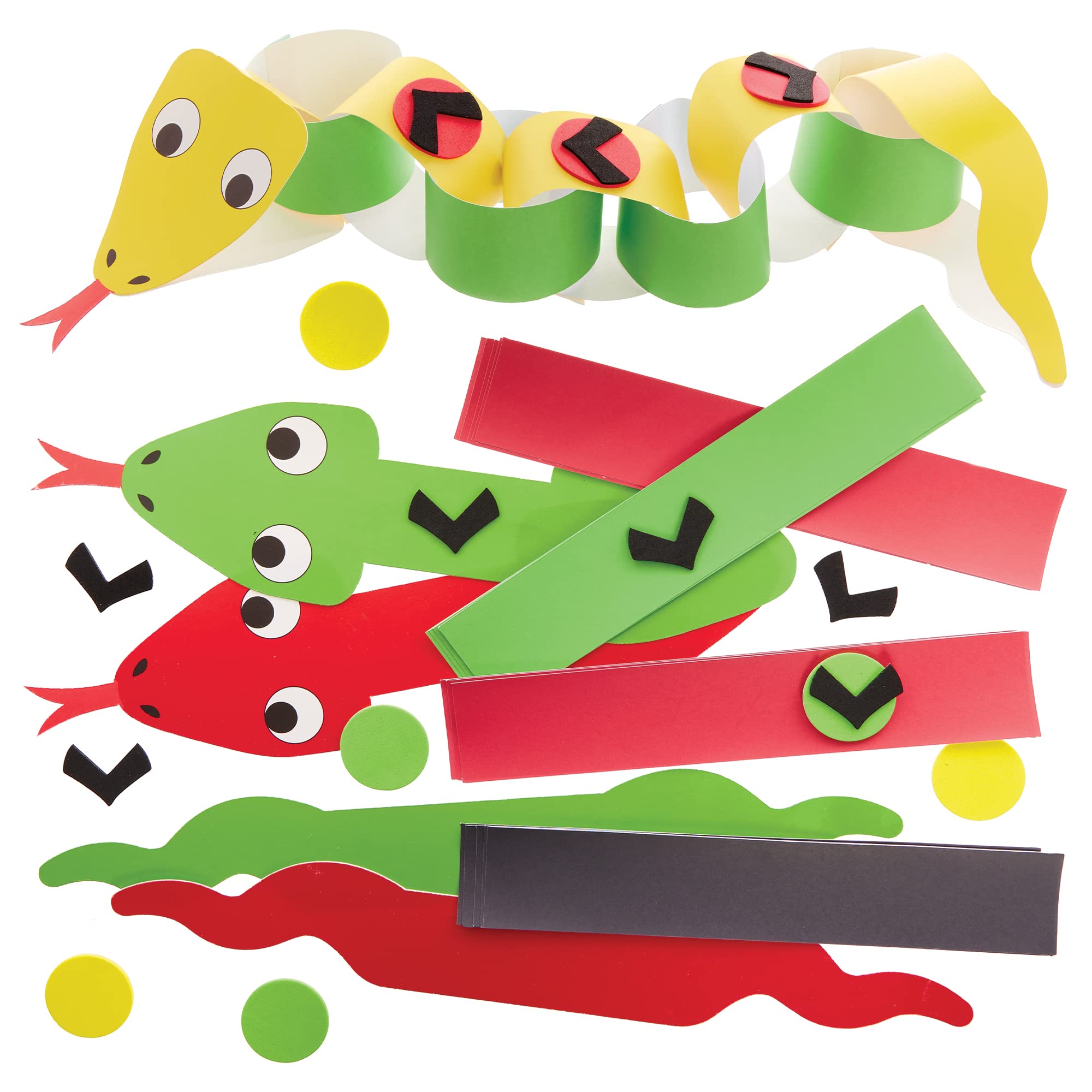 Baker Ross FX555 Snake Mix and Match Paper Chain Kits - Pack of 6, Paper Craft Decorations for Kids