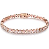 Barzel 18K Gold Plated Crown Created Opal Bracelet Tennis