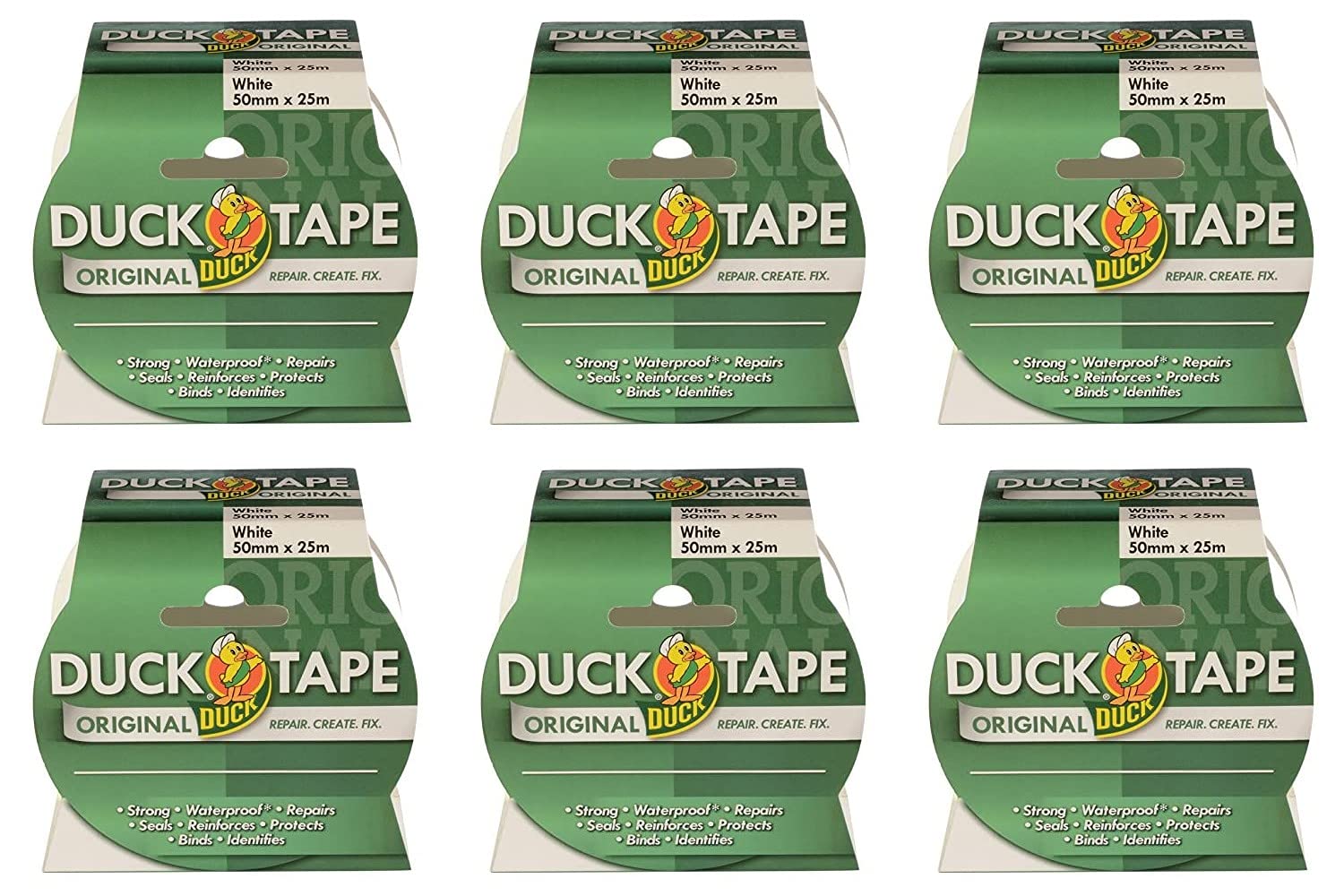 Duck Tape 211117.6 Original White, 50mm x 25m, Pack of 6