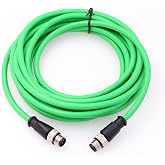HangTon Ethernet Cable for Industrial Vision Camera Network Profinet Sensor, M12 4 Pin D Coded Male to M12 4 Pin D-Code Male Waterproof Shielded Flexible 7M