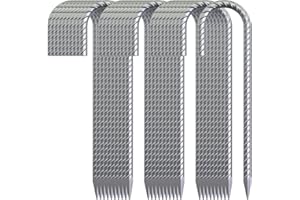 EUOKOK 12 Inch Ground Stakes Heavy Duty J Hook 30 Pack Metal Spikes Galvanized Ground Anchors Rebar Tent Stakes for Fence, Bounce House, Gazebos and Outdoor Decorations Inflatables