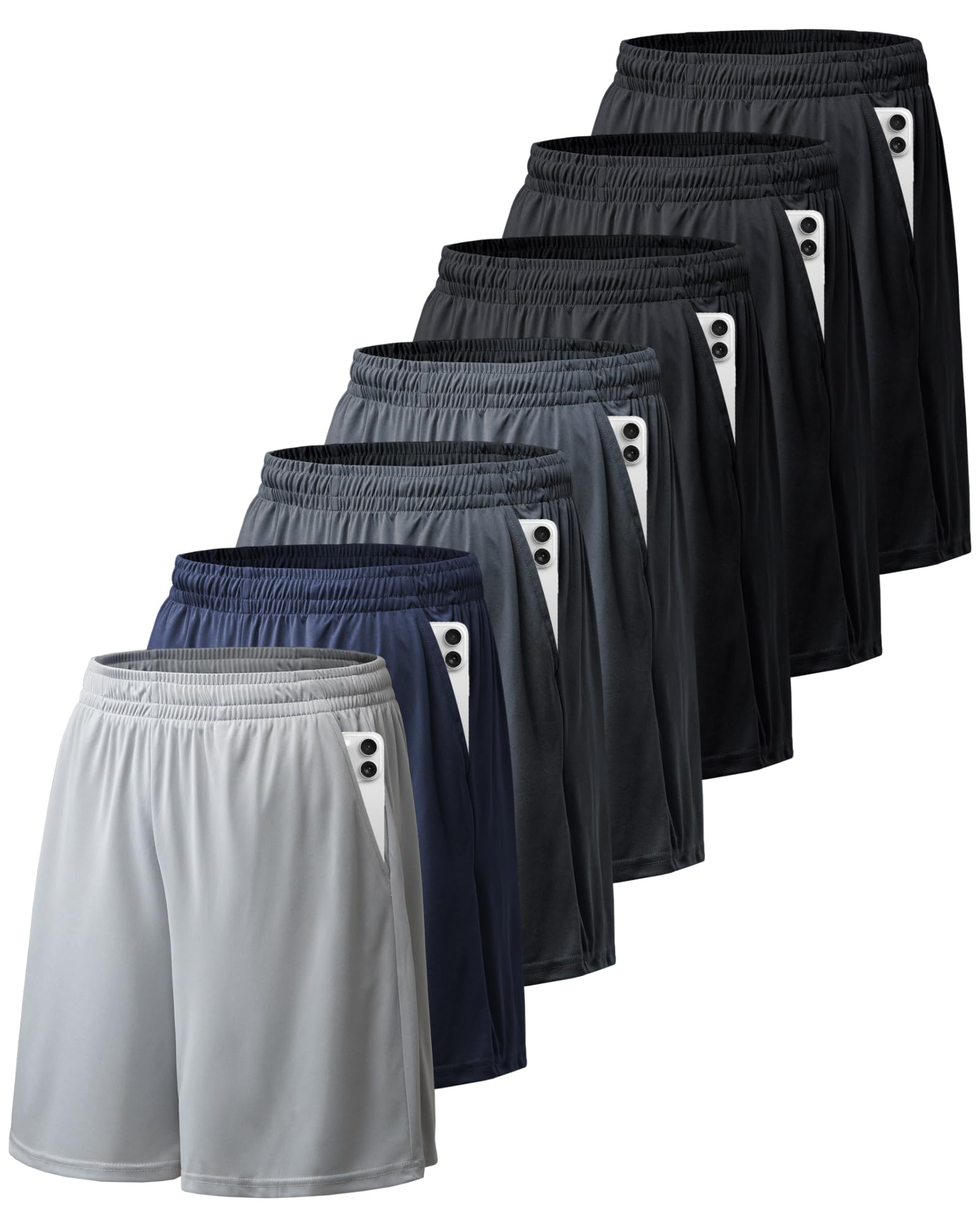 Photo 1 of BALENNZ 7 Pack Mens Basketball Shorts with Pockets Mens Shorts Athletic Gym Workout Running Quick Dry Activewear 7BM