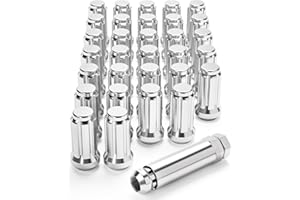 ORION MOTOR TECH OMT M14x1.5 Wheel Lug Nuts 32 Pack, Chrome Lug Nuts 2 inches Tall Spline Drive Cone Seat with Socket Compatible with Ford F250 F350 Super Duty, Chevy Silverado 1500 2500HD and GMC Sierra