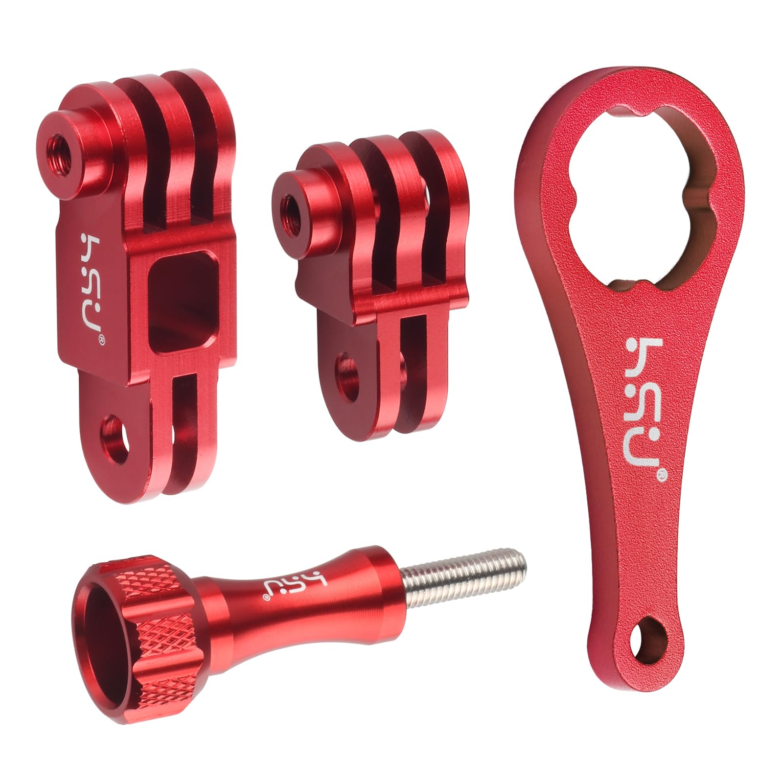 HSU Aluminum Alloy Extension Arm Mount for GoPro, Same Direction Straight Joints Mount for Hero 11/10/9/8/7/6/5 and Other Action Cameras(Red)