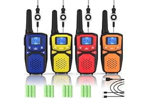 WokTok Adult Walkie Talkies Long Range Rechargeable Portable Two-Way Walkie Talkie, Camping Gear, SOS Sirens, NOAA Weather Alarms, Kid's Toys, Easy-to-Use Rechargeable Walkie Talkies,4 Packs