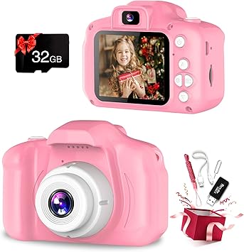 Amazon Com Kids Camera Dual Lens Selfie Camera For Kids Best Birthday Gifts For Girls Age 3 12 1080p Hd Digital Video Cameras For Toddler Toys For 3 4 5 6 7 8
