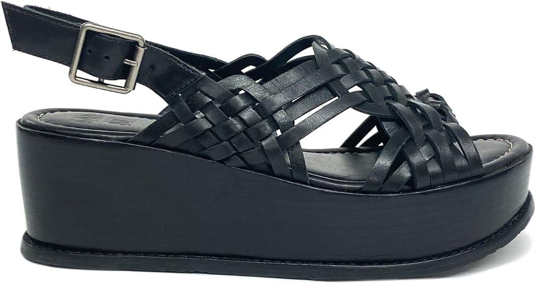 ladies black flatform sandals