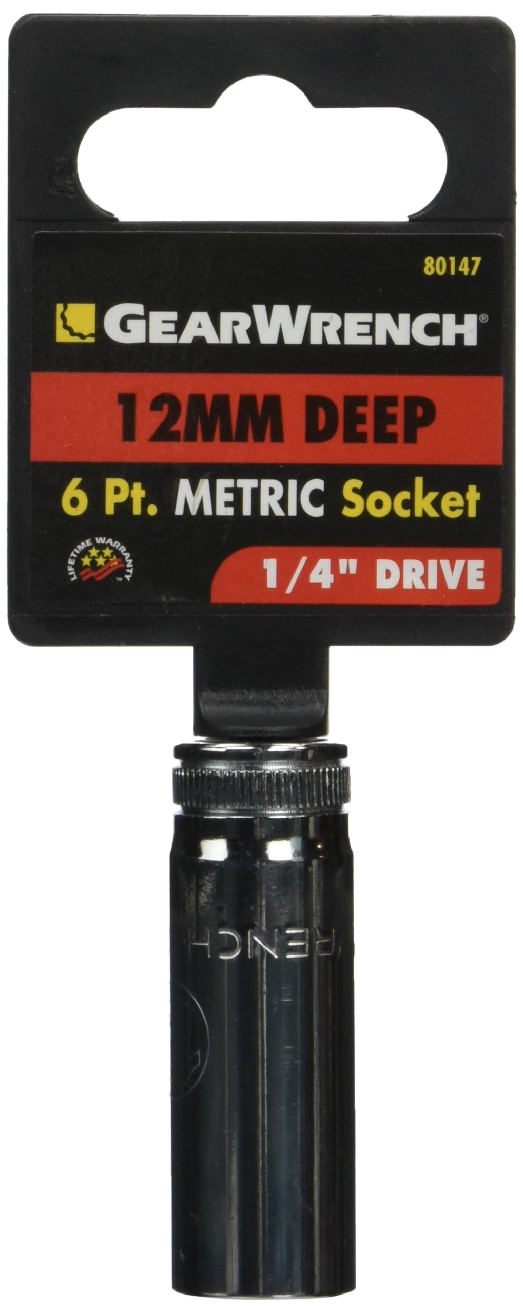 Gearwrench 80147 Socket, 6 Point, 1/4" Drive, 12 mm Deep