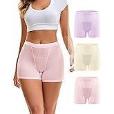 INNERSY Period Boxer for Women High Waisted Leak Proof Postpartm Menstrual Mesh BoyShorts Panties Underwear 3-Pack