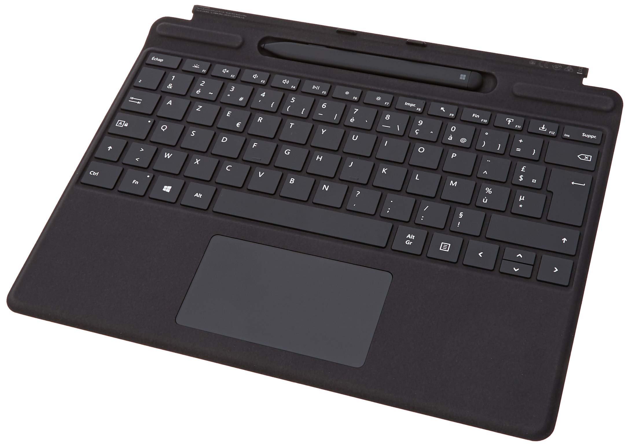 Microsoft – Surface Pro X Keyboard + Pen – Ensemble Clavier + Stylet Pour Surface Pro X (Touches Rétroéclairées, Pavé Tactile En Verre, Emplacement Stylet) – Clavier Azerty – Noir (Qsw-00004)