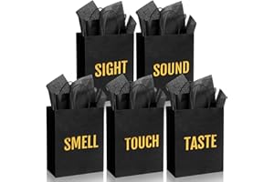 Kolldenn 5 Senses Gift Bags for Him for Her with 10 Pcs Tissue Paper, 10.6" Paper Bags with Handles Words Five Senses Gifts for Valentines Christmas Birthday Wedding Anniversary(Black)