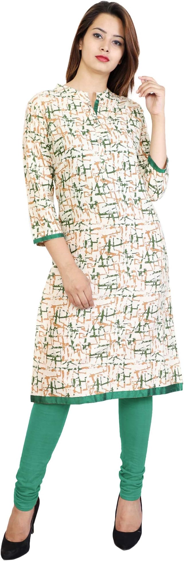 Women Abstract Printed Straight Cotton Kurta.