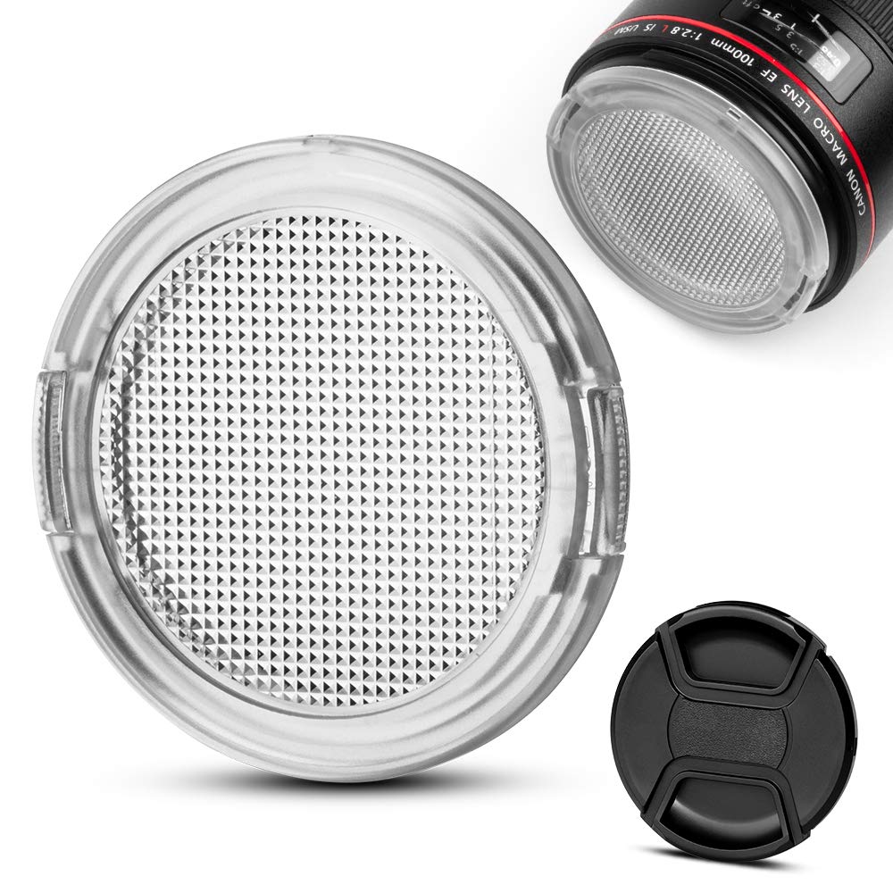 Fotover 58mm Lens Cap Transparent,Universal Snap on Front Side Pinch Lens Cover with Centre Pinch Lens Cap Replacement for Canon Nikon Sony Olympus Tamron Sigma Panasonic Samsung DSLR Camera