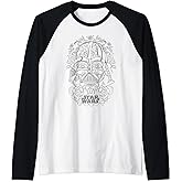 Star Wars Vader Sugar Skull Line Art Raglan Baseball Tee