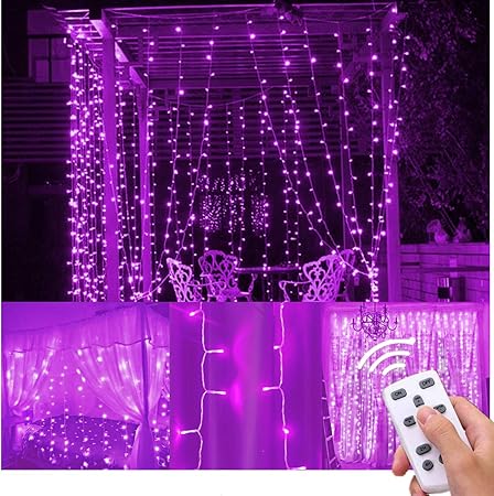 Amazon Com Lightess Curtain Lights 300 Led Purple Icicle Light