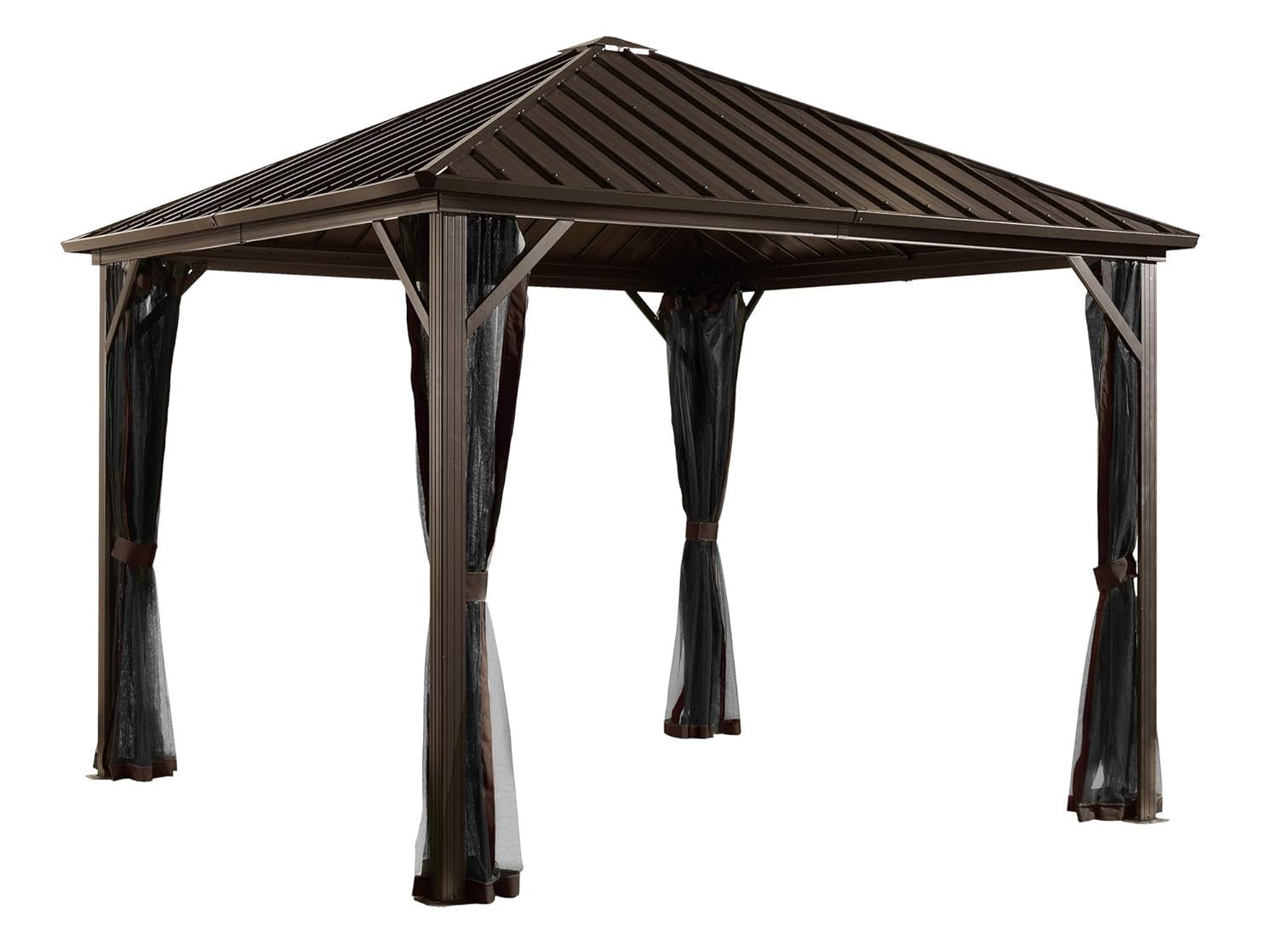 Sojag 8' x 8' Dakota Hardtop Outdoor Sun Shelter Gazebo, Black, Brown
