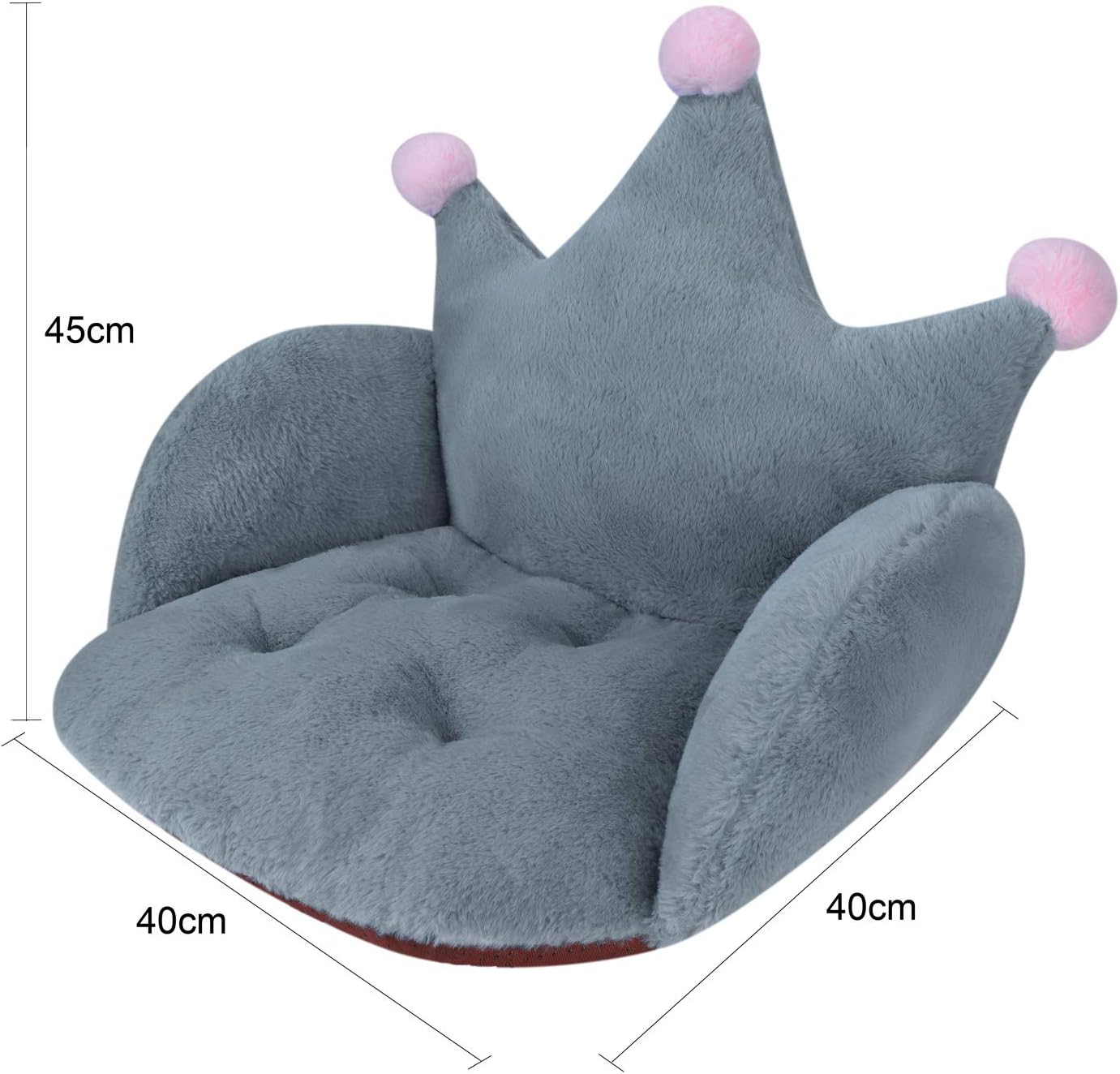 Qchomee Soft Plush Seat Cushion Pad Crown Shape Sofa Chair Cushion Back Waist Support Armchair Pads Mat Booster Cushion Thick One Seat Cushion for Home Office Car,Grey 55x40x40CM - Image 4
