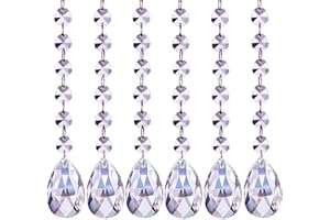 ULOVE PRS 12 Pcs Acrylic Teardrop Crystal Chandelier, Clear Chandelier Pendants Parts Beads, Garland Hanging Beaded Curtains, Great for Wedding, Home, Table Party Decoration