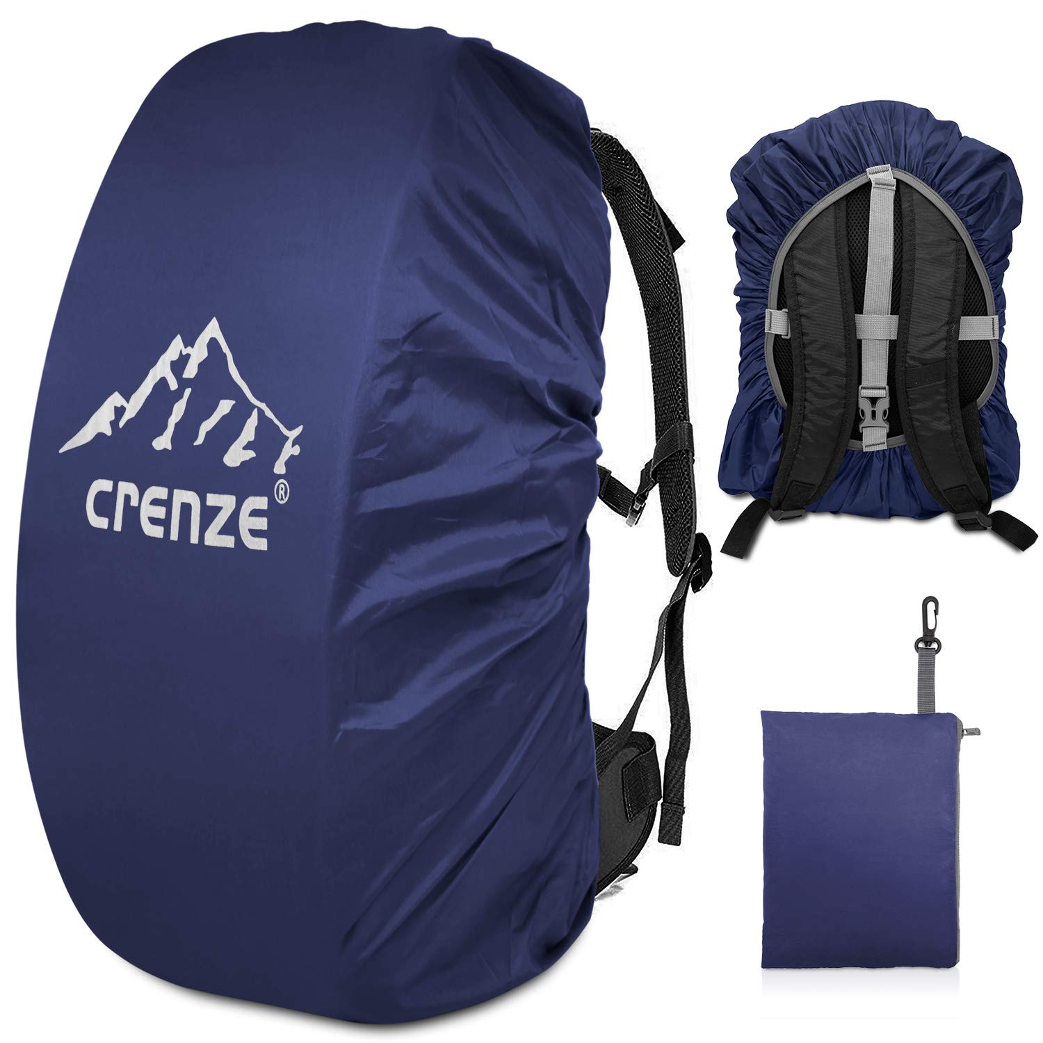 Crenze Backpack Rain Cover, 15-90L Waterproof Rucksack Cover with Reflective for Hiking Camping Traveling Cycling