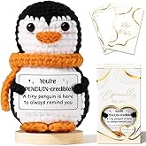 Emotional Support Crochet Plush Positive Penguin Inspirational Cheer Up Gifts for Women, Handmade Crochet Gift Thank You Birthday Valentines Teacher Appreciation Gifts for Coworker Nurse Mom Friends