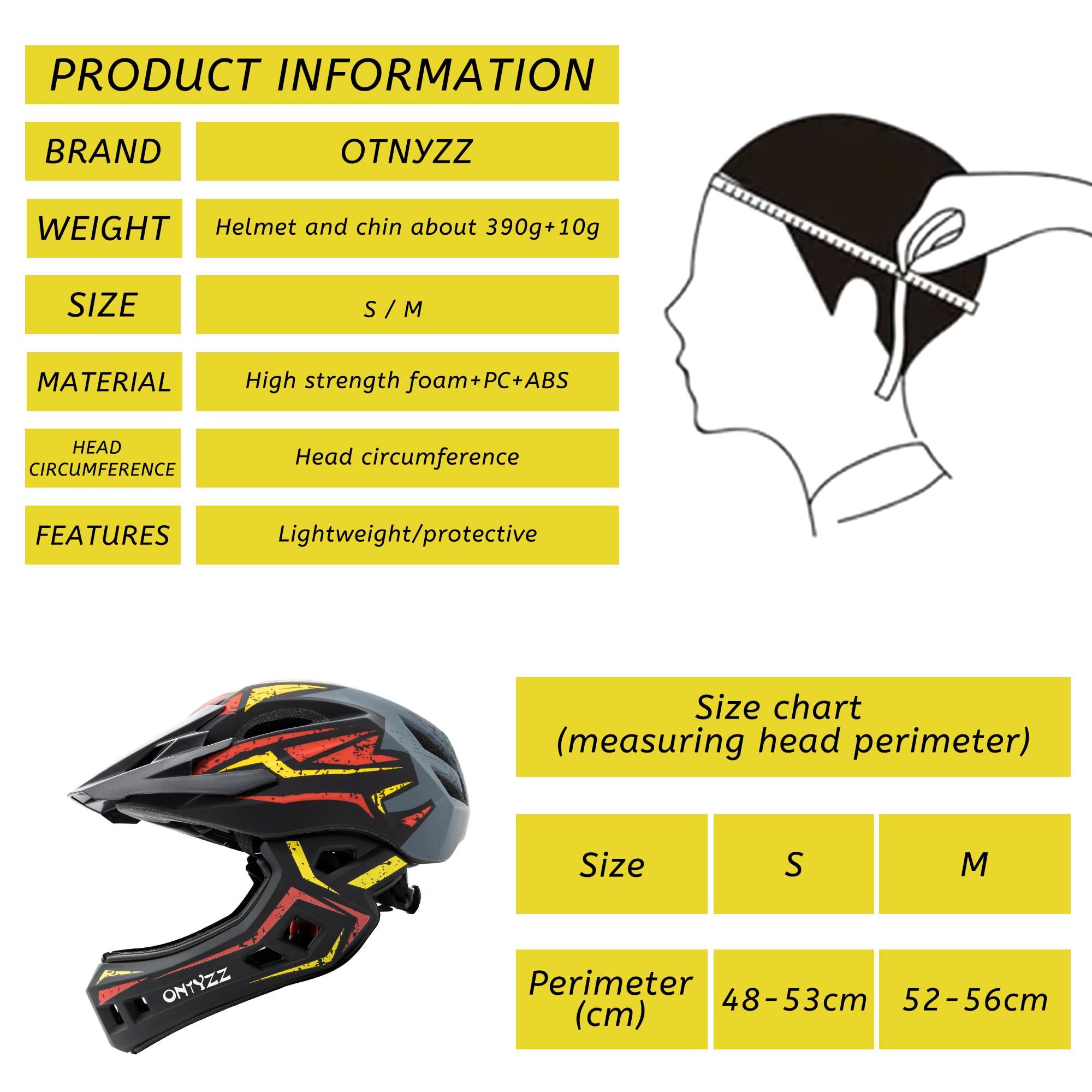ONTYZZ Kids Bicycle Helmet Kids Adjustable Safety Full Face Helmet Lightweight Toddler Mountain Full Bike Helmet for Skating Cycling Scooter for Child