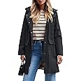 SaphiRose Women's Waterproof Rain Jacket Lightweight Raincoat Hooded Windbreaker Trench Coat