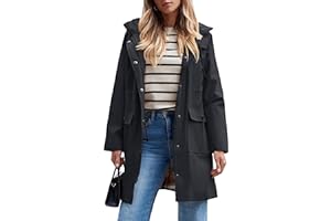 SaphiRose Women's Waterproof Rain Jacket Long Raincoat Hooded Windbreaker Trench Coat