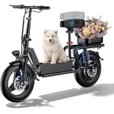 Electric Scooter with Seat for Adults,1400W Peak Motor,48V 18Ah Battery | 25MPH &amp; 35 Miles Range,14"x2.5" Fat Tires,Foldable Commuter E‑Scooter with Rear Storage Box,Max 330LBS,UL2272 Certified