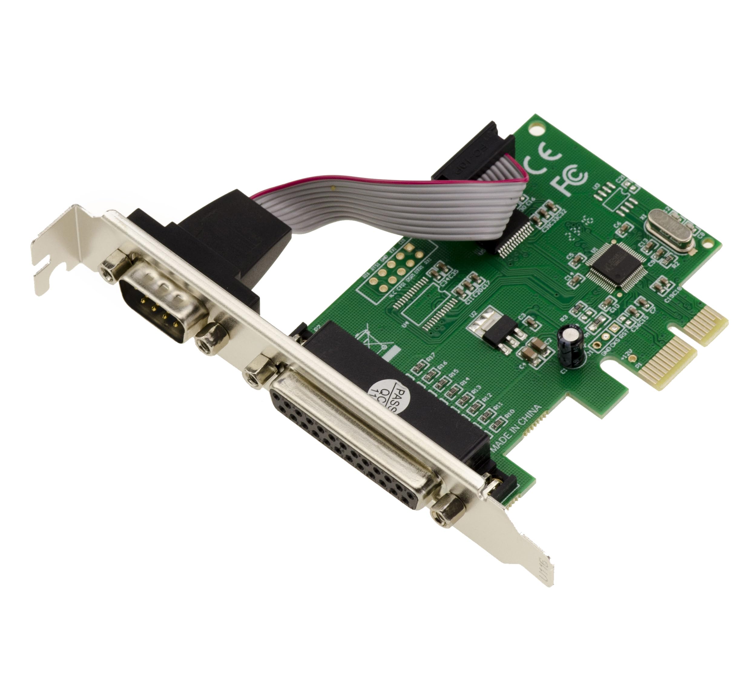 KALEA-INFORMATIQUE PCI Express PCIe controller card 1 COM RS232 serial port + 1 LPT DB25 parallel port with WCH382L Chipset - Windows 11 / 10 / 8.1 / 8 / Seven / Vista / XP + Linux DOS