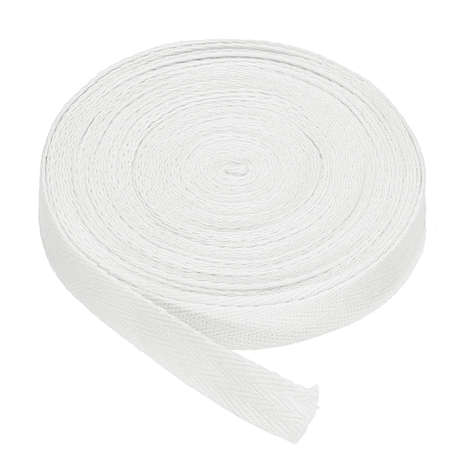 PATIKIL Cotton Twill Tape 15mm(5/8") 9m(10 Yards) Cotton Ribbon Bias Binding Tape Herringbone Webbing Trim for Sewing Gift Wrapping Craft DIY White