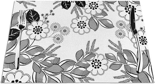 Amazon Co Jp 花の塗り絵1 ランチョンマット4ピーステーブルマット6ピースの耐熱性ノンスリップクリーニングが簡単なランチョンマットでテーブルを汚れから保護テーブルの装飾キッチンの装飾 ホーム キッチン