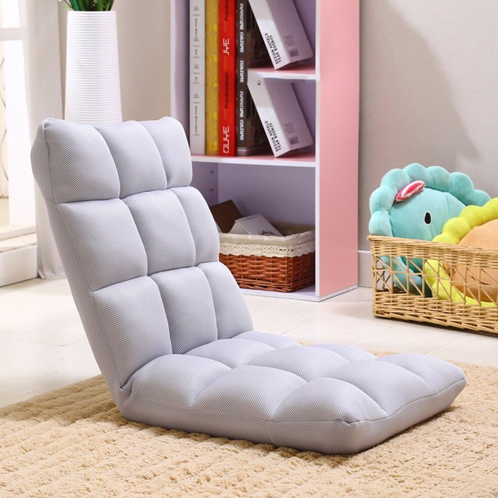 SunLoungers FEIFEI Adjustable Folding Lazy Sofa 6-Position Relax Chair Floor Cushion Multiangle Couch Beds For Watch TV/Gaming/Midday Rest/Nap Collapsible (color : GRAY)