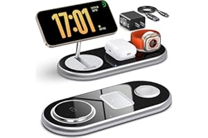 OKFLYMAN 3 in 1 Charging Station for Apple Devices, Faster Mag-Safe Charger Stand, Magnetic Wireless Charger Station for iPhone 17 16 15 14 13 12 Pro Max Plus, Apple Watch iwacth & AirPods, Adjustable Angle