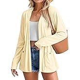 AWULIFFAN Women's Long Sleeve Open Front Cardigans Casual Lightweight Fall Cardigan with Pockets