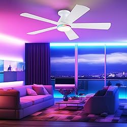 BYKISTOK 52" Flush Mount RGB Ceiling Fans with