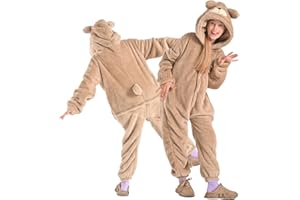 Bearhug Wearable Blanket Hoodie for Kids Soft Cozy Fleece Bear Costume Animal Onesies Pajamas Halloween Christmas Cosplay Costume for Girls Boys XS