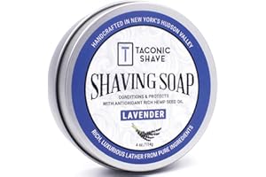 Taconic Shave Lavender Scent Shaving Soap – Calming Floral Aroma – Barbershop Quality Lather Puck with Natural Oils – Soothing & Moisturizing – Handmade in USA
