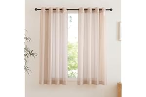 NICETOWN Voile Sheer Curtains 63 inch Length, Grommet Soft Window Treatments Lightweight & Airy Light Filtering Drapes for Bedroom/Kids Room, Taupe, W54 x L63, 2 Pieces