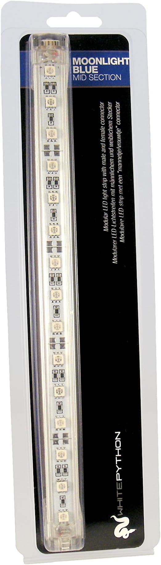White Python LED Strip with Male and Female Connector Mid Section, Moonlight Blue