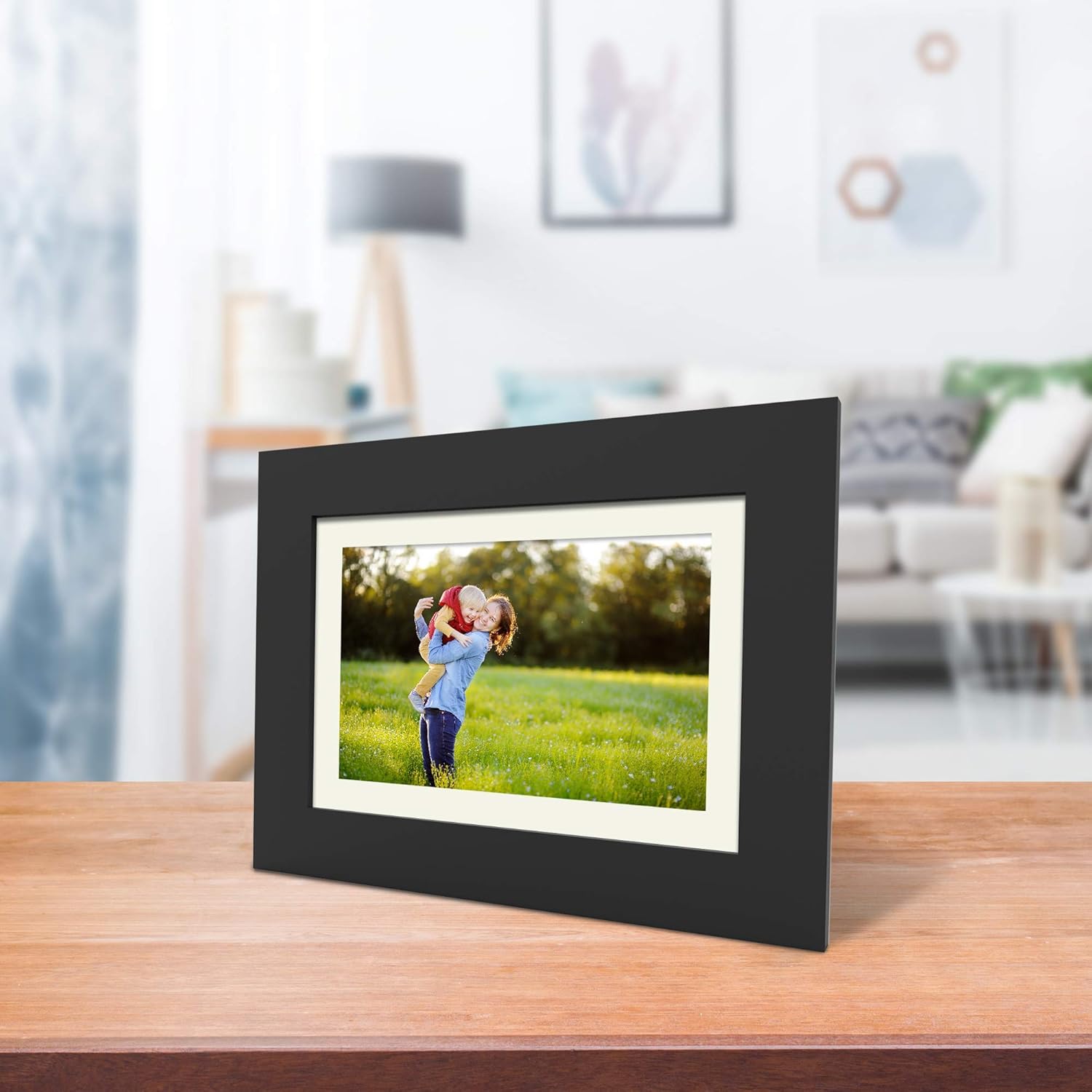 PhotoShare Friends and Family Smart Frame 10.1" Digital Photo Frame, Send Pics from Phone to Frame, Wi-Fi, 8 GB, Holds Over 5, 000 Photos, HD, 1080P, Black/White Mattes, iOS, Android : Camera & Photo