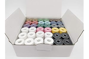 DOUBLELIN Prewound Bobbin, Plastic Sided, Size L(SA155, Size 9.4), 144pcs, Polyester, Doublelin, Compatible with Babylock, Bernina, Brother, Consew, Juki, Singer, Tajima&More (40S2, Multi-Color)