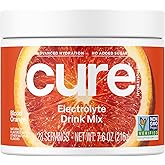 Cure Hydration | Plant-Based Electrolyte Drink Mix | No Added Sugar | Dehydration Relief Powder Made with Coconut Water | Non-GMO | Vegan | 28 Servings Jar - Blood Orange