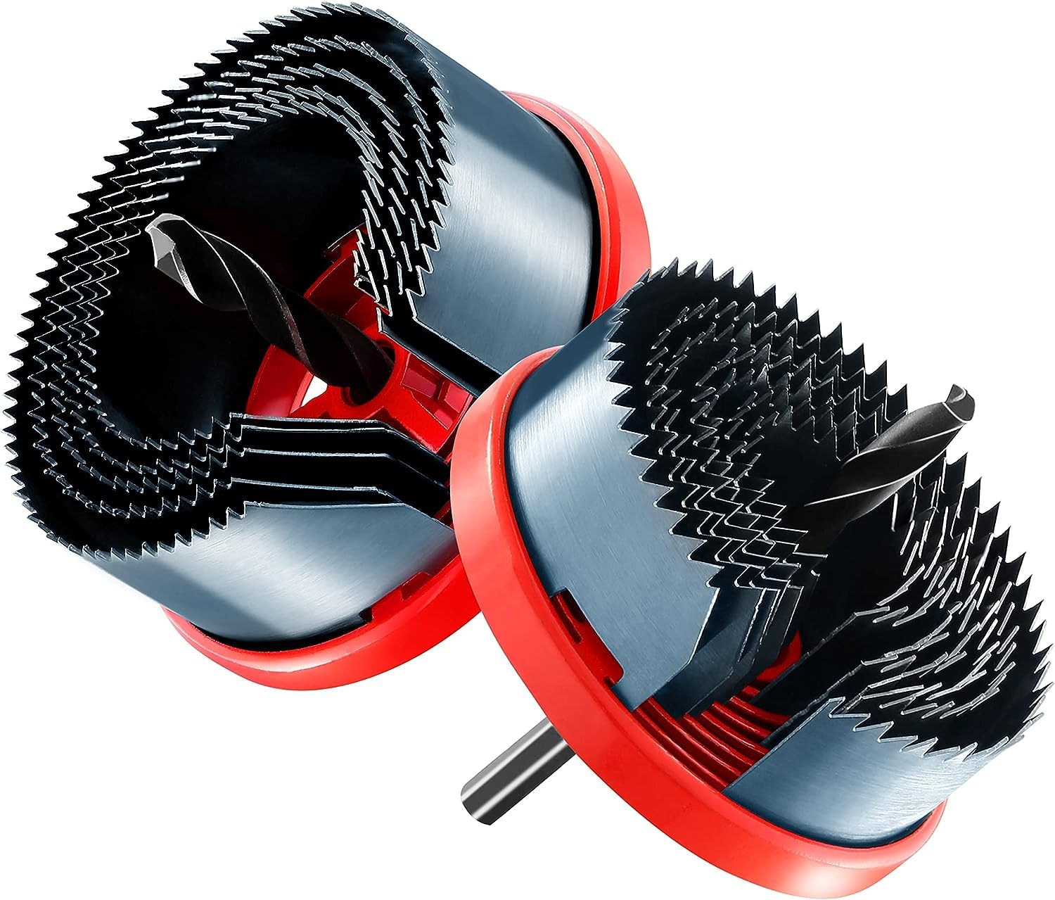 HYCHIKA Hole Saw Sets, Spring Steel Hole Cutter Kit, with 12PCS 26mm-95mm Saw Blades, 2 Installation Plate, 1 Allen Wrench, 2 Drill Bits, Ideal for Drilling Wood and Plasterboard