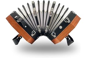 HAUKUIDT Buttons Accordion 20 Keys Concertina Musical Instruments Adjustable Hand Strap Accordion Musical Accessories With Carrying Bag (Wooden Colour)