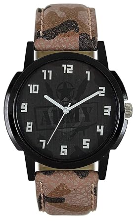 Analogue White Round Dial with Leather Belt Watch for Men